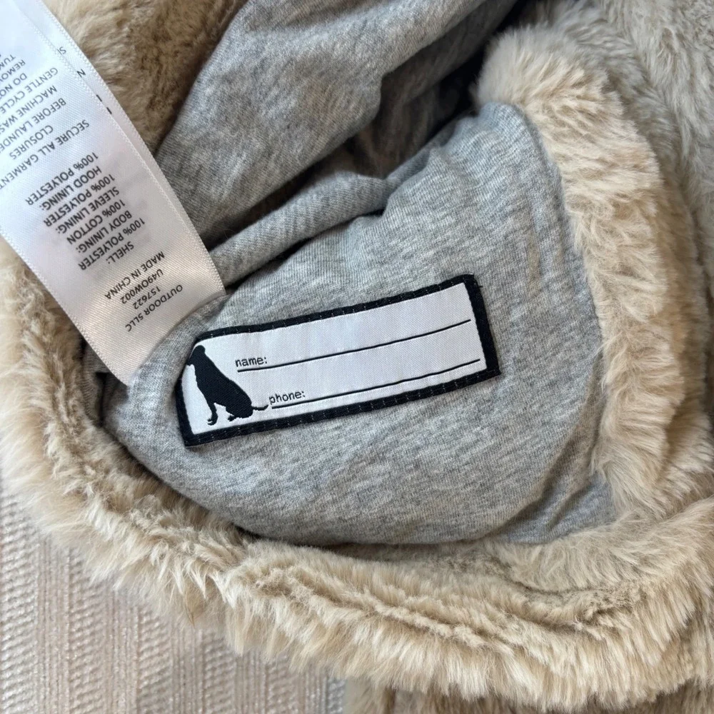 Eddie Bauer Kids Faux Fur Bear Ear Hooded Jacket Tan Beige 12-18M U49OW002